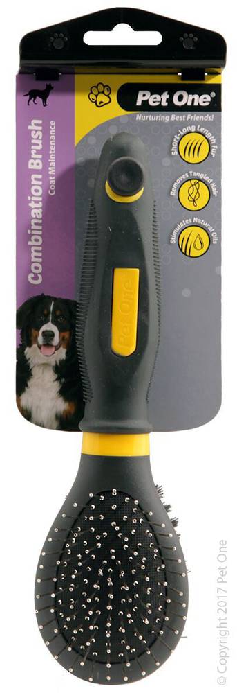 Pet One Combination Bristle & Metal Pin Brush (S)