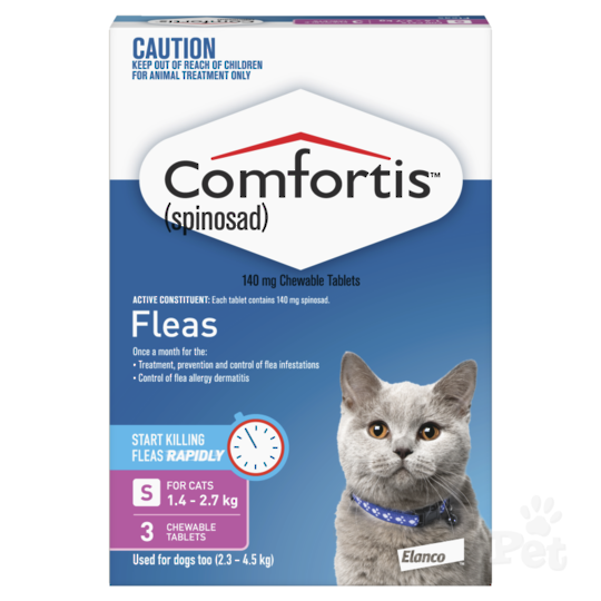 Comfortis Comfortis Chewable Flea Treatment for Dogs 2.3kg- 4.5kg Cats 1.4kg - 2.7 kg (Pink / 3 chewables)