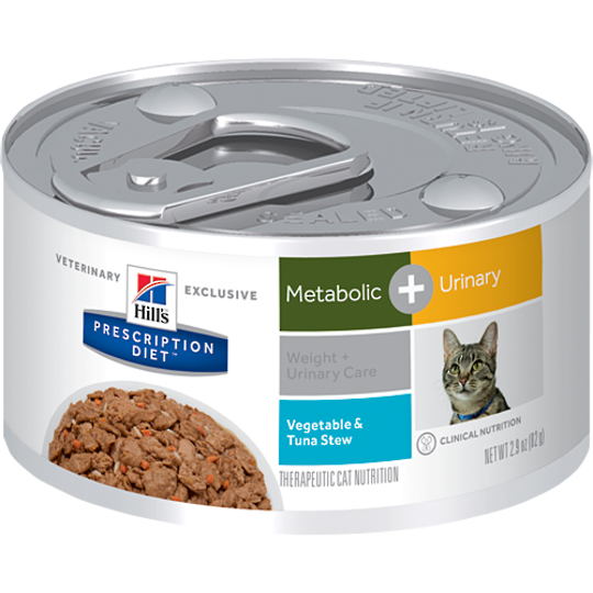 Hill's Prescription Diet Feline Metabolic Plus Urinary Cans Tuna & Vegetable Stew for Cats 82g