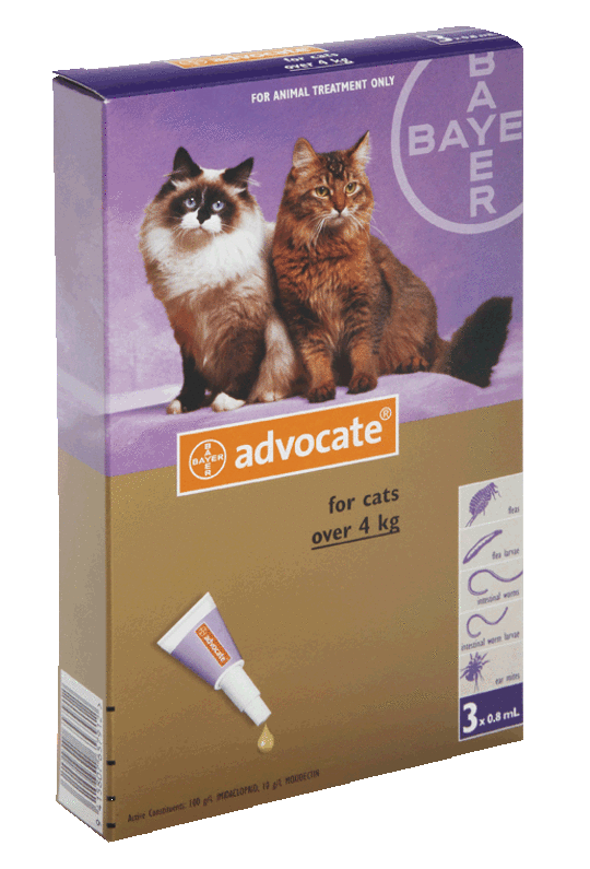 Advantage Spot-on Flea and Worm Treatment for Large Cats (Purple / 3 pippets)