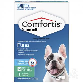 ComfortisChewable Flea Treatment for Large Cats and Medium Dogs (Green / 6 chewables)