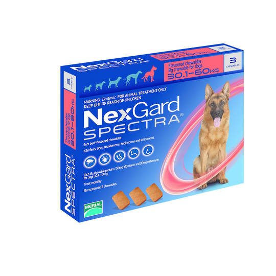 NexGard Chewable Flea & Worm Treatment for Very Large Dog (Red / 3 chewable)
