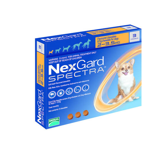 NexGard Chewable Flea Treatment for Very Small Dogs (Orange / 11.3mg x 3)