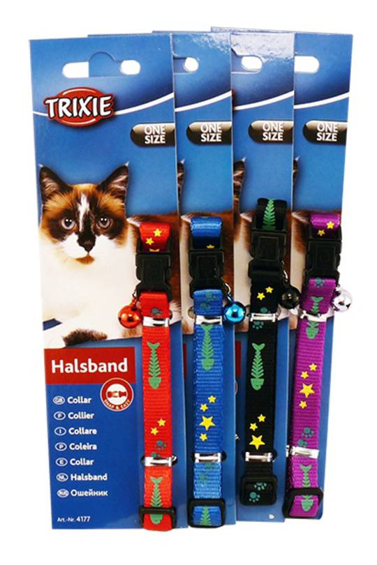 Trixie Cat Collar - Fishbone (Red, Blue, Black or Purple)