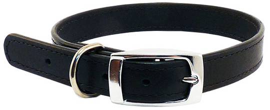 Leather Stitched Collar Black (12mm x 35cm)