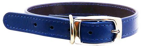 Leather Stitched Collar Blue (12mm x 35cm)