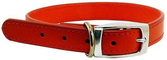 Leather Stitched Collar Red (12mm x 35cm)